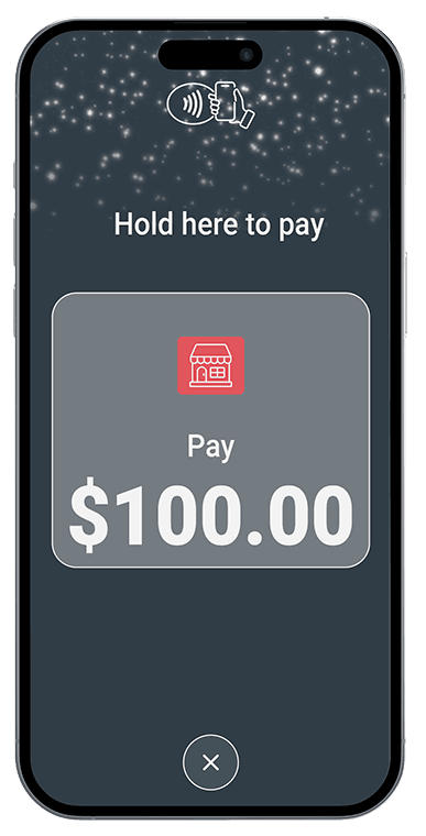 Saberpay Tap to Phone taking a $100 contactless payment